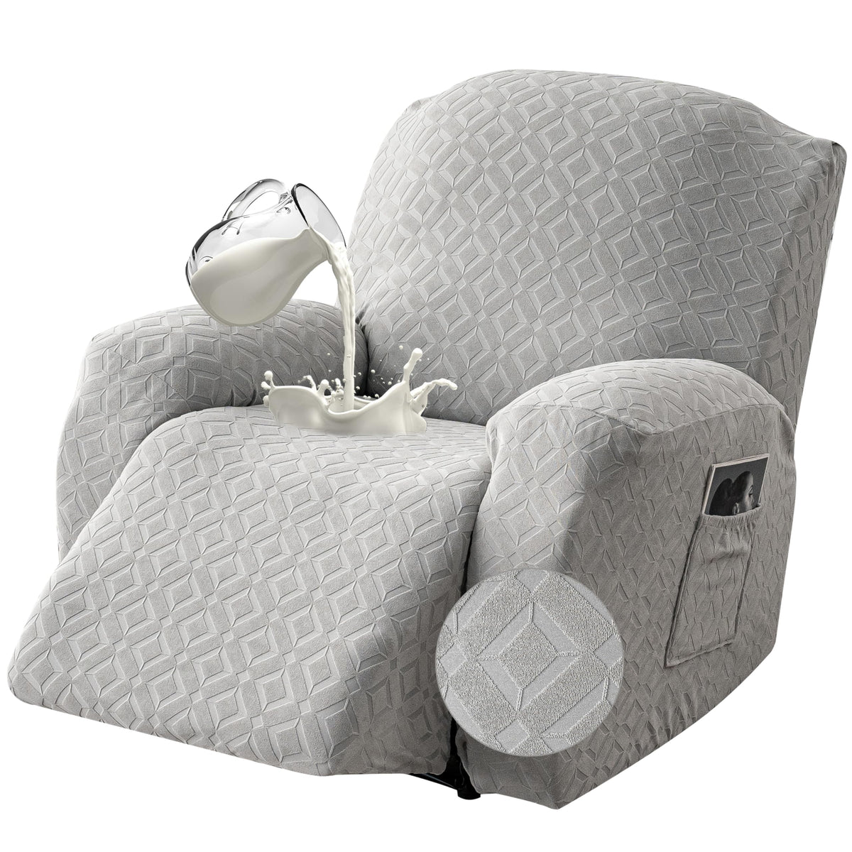 Genina Waterproof Recliner Loveseat Cover,2 Seat with Console,Dark Gray