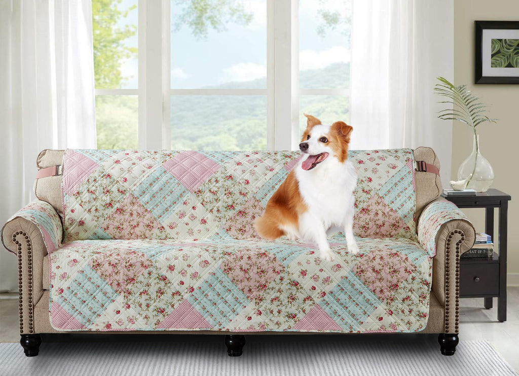 Brilliant Sunshine Blue Toile Couch Loveseat Slip Cover for Dogs