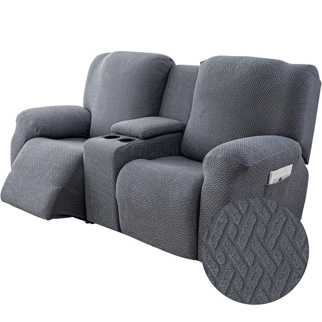 Genina Recliner Loveseat Covers with Console,2 Seater,Taupe