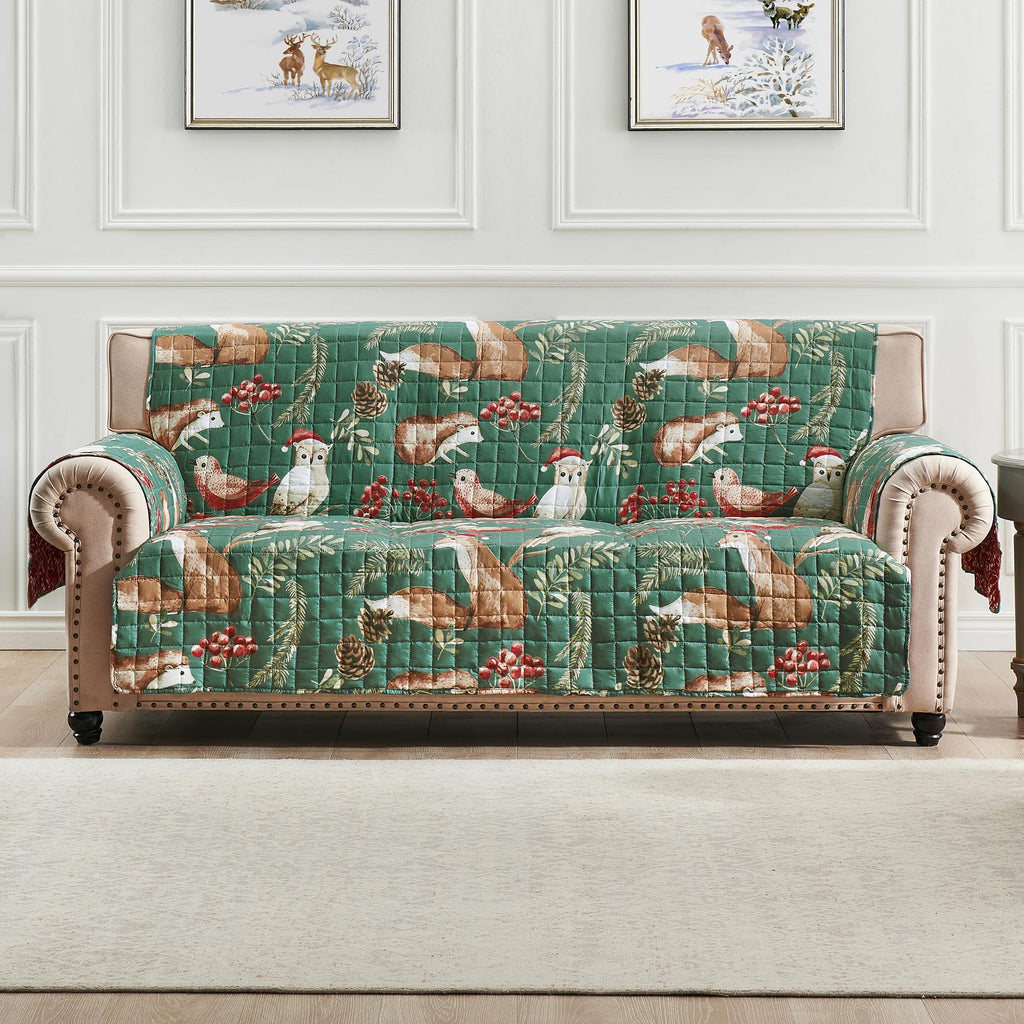 Greenland Home Willow Reversible Slipcover - Furniture Protector - Loveseat - Natural
