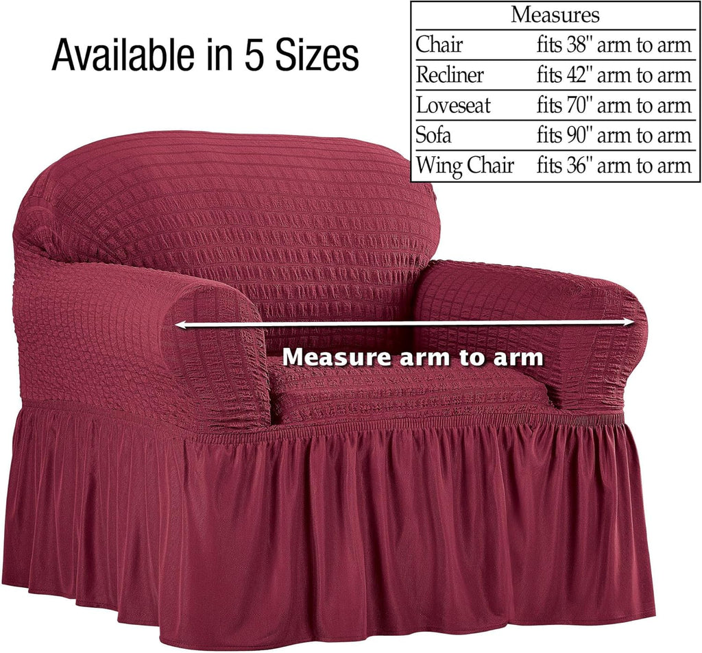 Collections Etc Textured Squares Ruffled Slipcover Taupe Loveseat