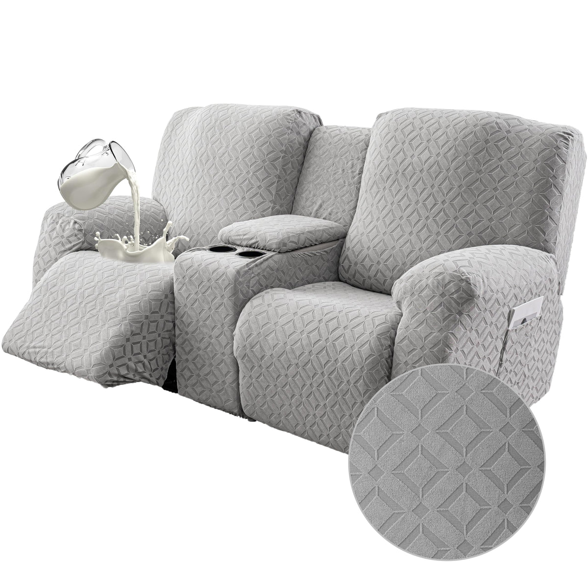 Genina Waterproof Recliner Loveseat Cover,2 Seat Couch Cover,Chocolate