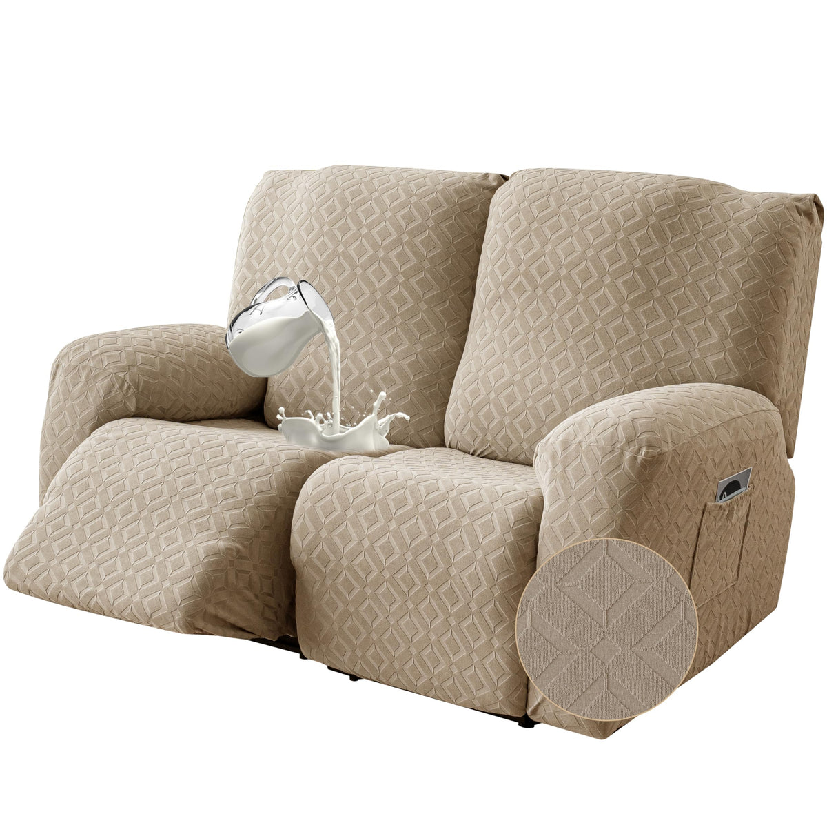 Genina Waterproof Recliner Loveseat Cover,2 Seat Couch Cover,Chocolate