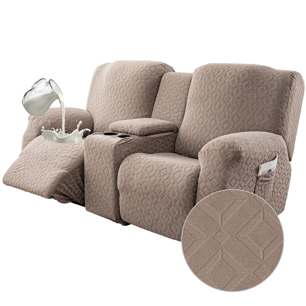 Genina Waterproof Recliner Loveseat Cover,2 Seat with Console,Dark Gray