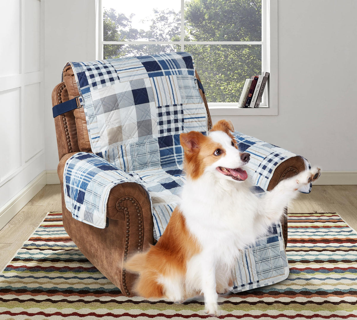 Brilliant Sunshine Multi Grey Stripes Couch Loveseat Slip Cover for Dogs