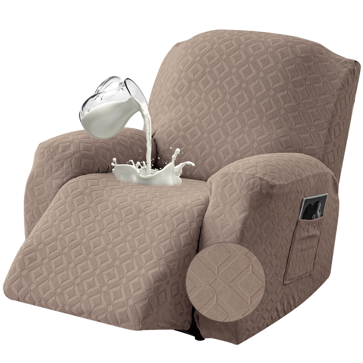 Genina Waterproof Recliner Loveseat Cover,2 Seat Couch Cover,Chocolate