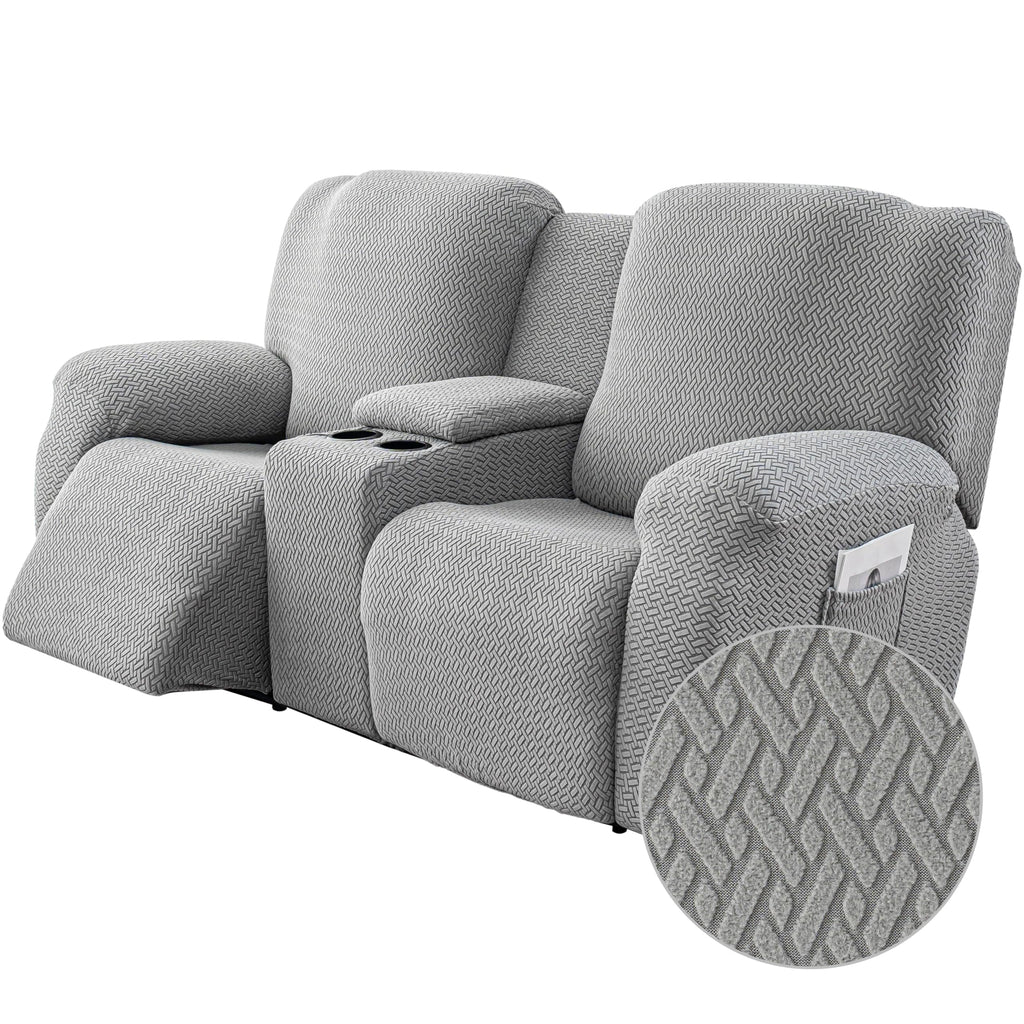 Genina Recliner Loveseat Covers with Console,2 Seater,Taupe