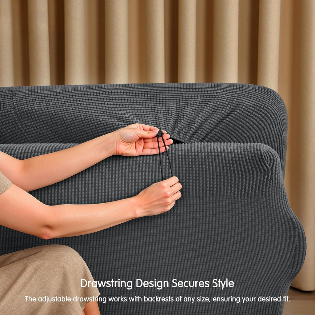 CHUN YI 5 Piece Stretch Couch Covers for Sofa, Loveseat, Grey
