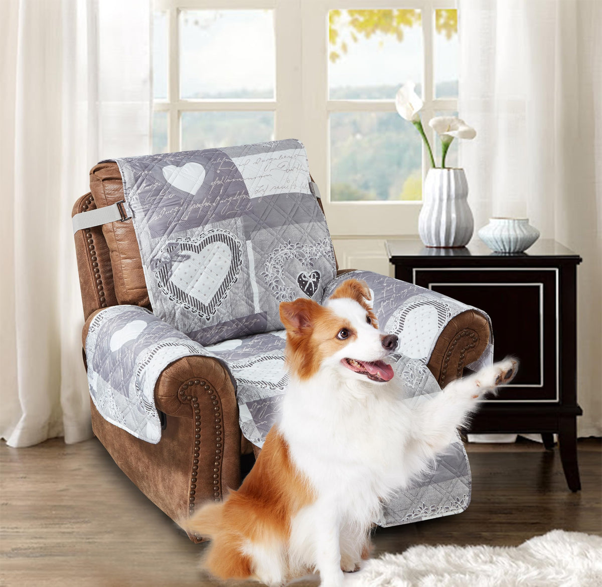 Brilliant Sunshine Blue Toile Couch Loveseat Slip Cover for Dogs