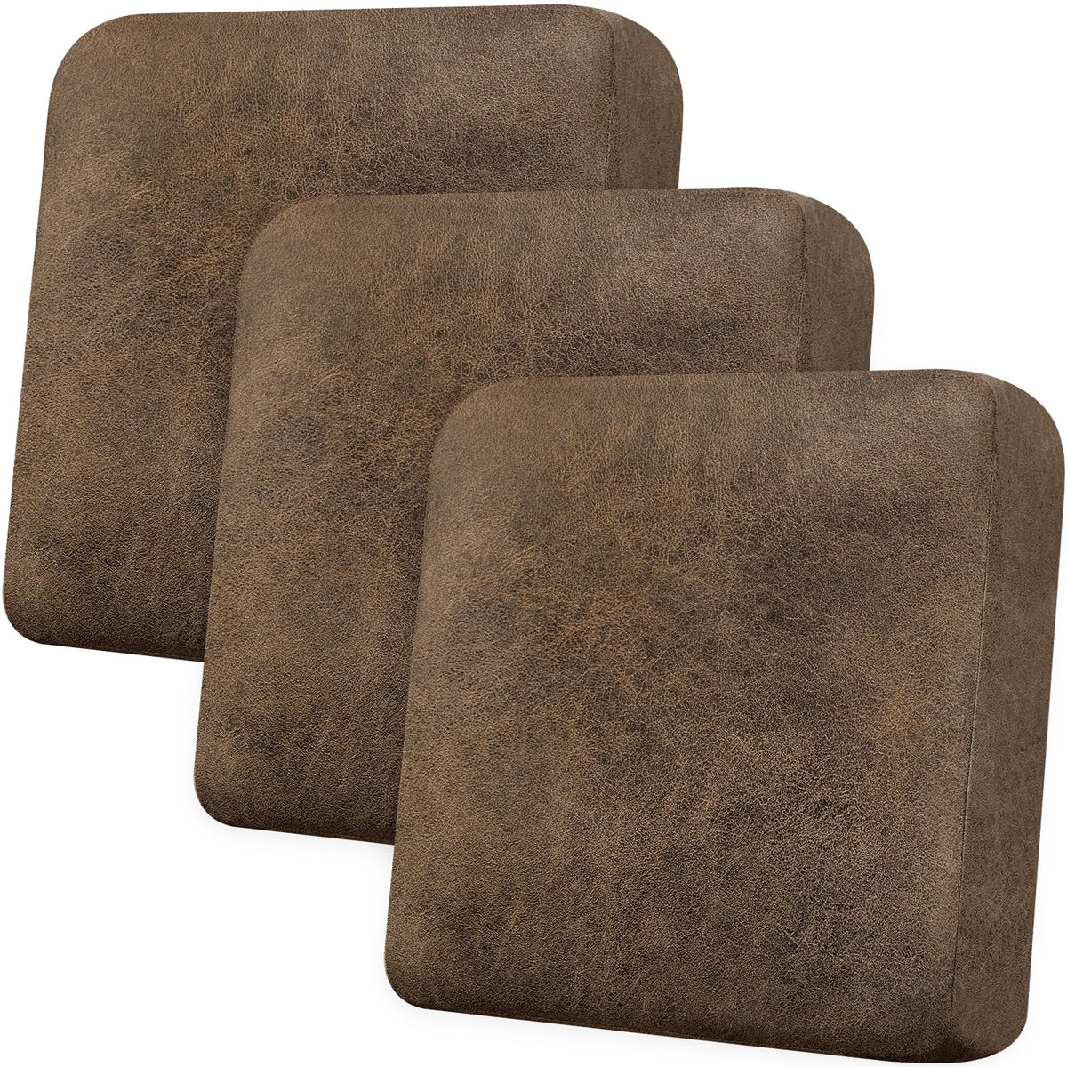 Loveseat Cushion Covers Leather-Look 2PC Stretch Love Seat Slipcover Sets for Living Room Individual Couch Seat Protector, Pet-Friendly, Non-Slip, Easy Fit - Coffee