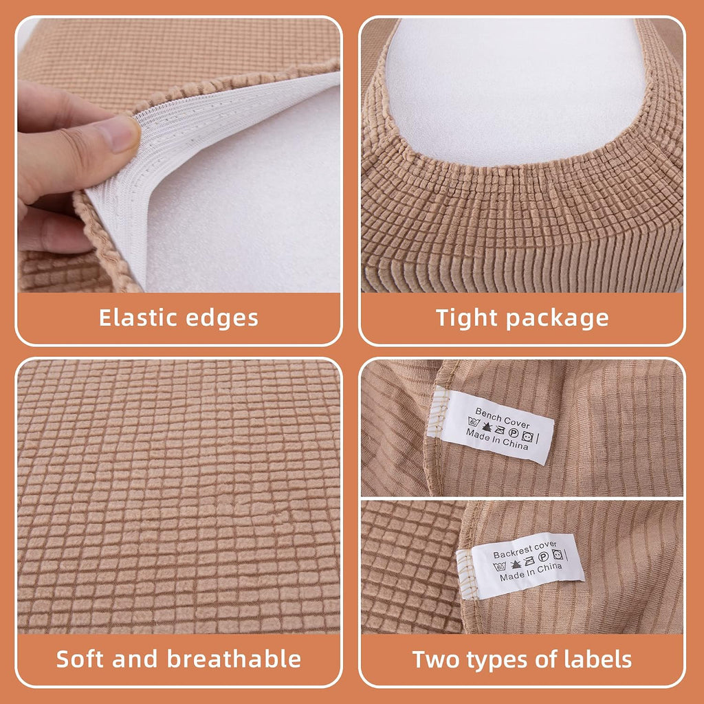 Tlswshsy RV Dinette Cushion Covers-Stretchable Loveseat Sofa Furniture Protector -Elastic Camper Cushion Slipcoversfor RV Camper Car Bench (Khak)