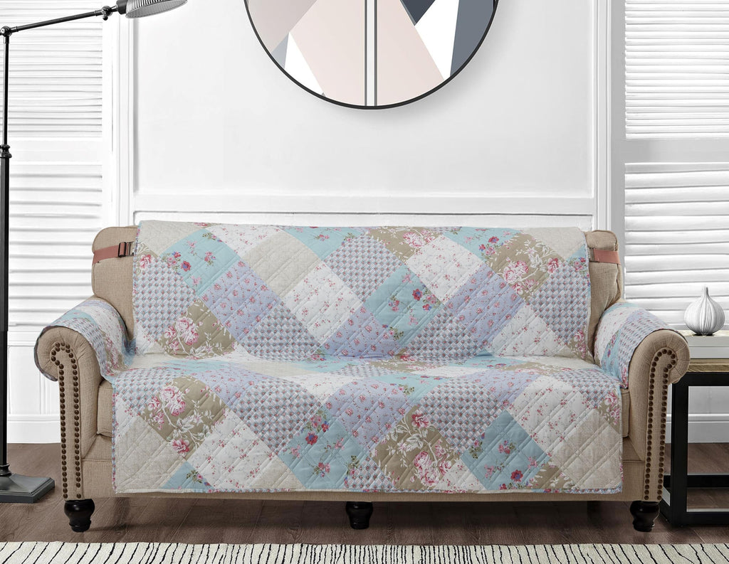 Brilliant Sunshine Blue Toile Couch Loveseat Slip Cover for Dogs