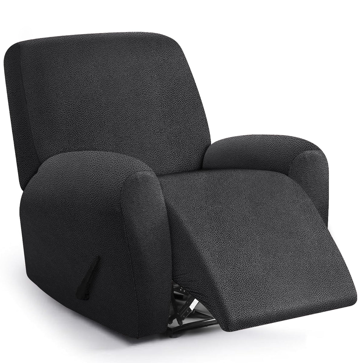 ANARACHON Leather Look Loveseat Recliner Cover, 6-Pieces Stretch Dual Recliner Sofa Covers, Soft Reclining Couch Slipcover, Washable Furniture Protector for Pets (2 Seater,256 Black)