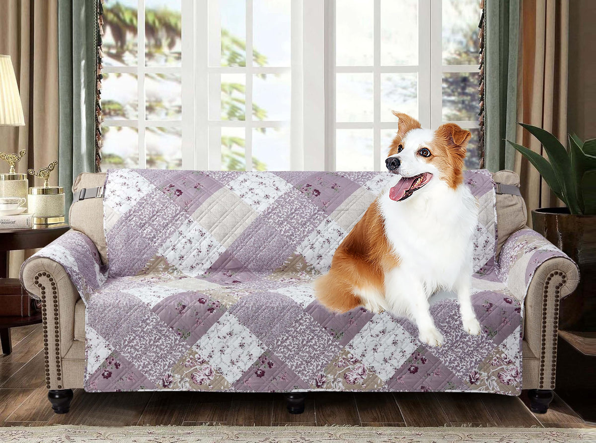 Brilliant Sunshine Blue Toile Couch Loveseat Slip Cover for Dogs