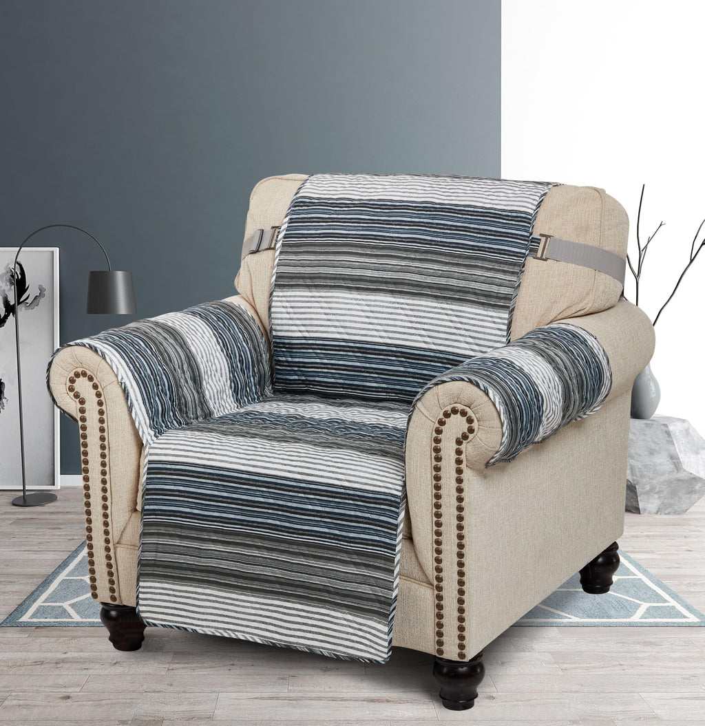 Brilliant Sunshine Multi Grey Stripes Couch Loveseat Slip Cover for Dogs