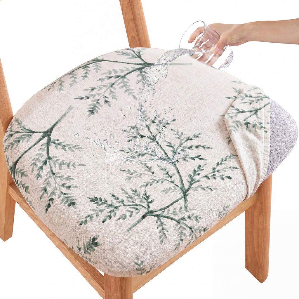 CRFATOP Waterproof Dining Chair Seat Cover Set of 6 Cushion Cover,L,Green