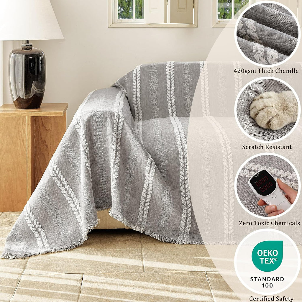 VOIR Waterproof Couch Covers for Dogs Washable, Boho Stripe Sofa Cover