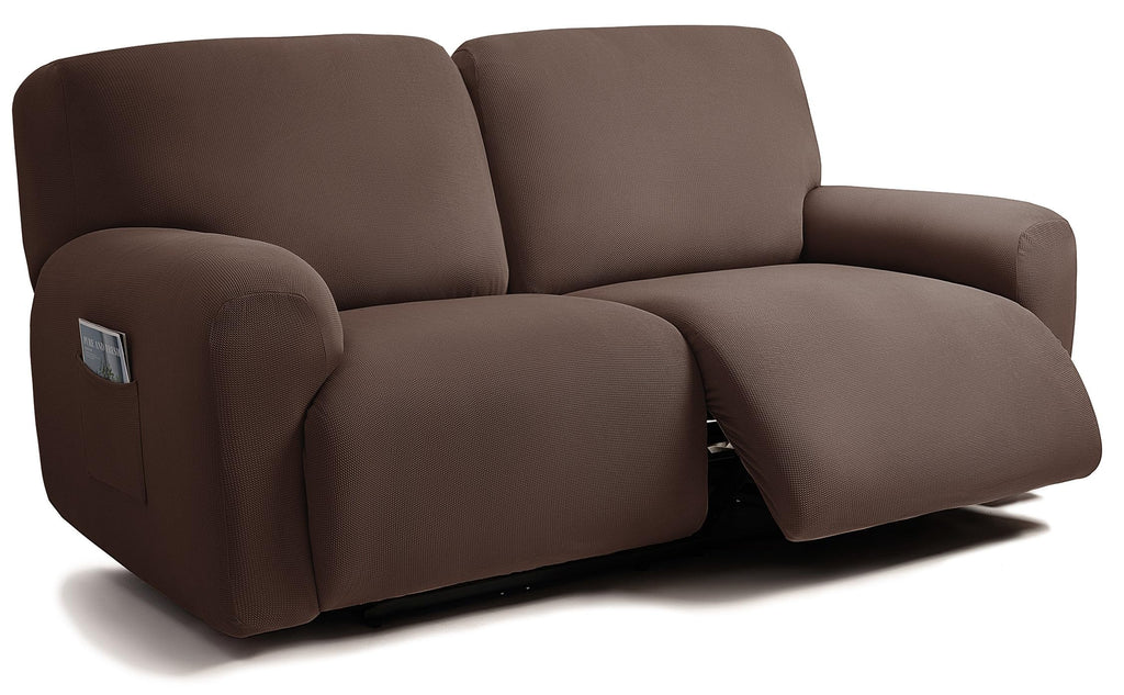 ULTICOR Jacquared Design, Reclining Loveseat Slipcover, 48" - 65" L, 2 Seat 6-Piece Recliner Cover, Washable (Retro Green)