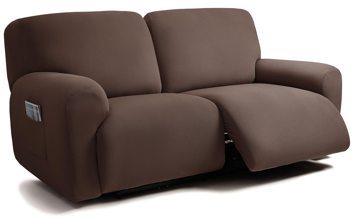 ULTICOR Jacquared Design, Reclining Loveseat Slipcover, 48" - 65" L, 2 Seat 6-Piece Recliner Cover, Washable (Retro Green)
