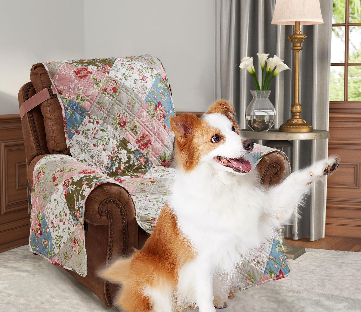 Brilliant Sunshine Multi Grey Stripes Couch Loveseat Slip Cover for Dogs