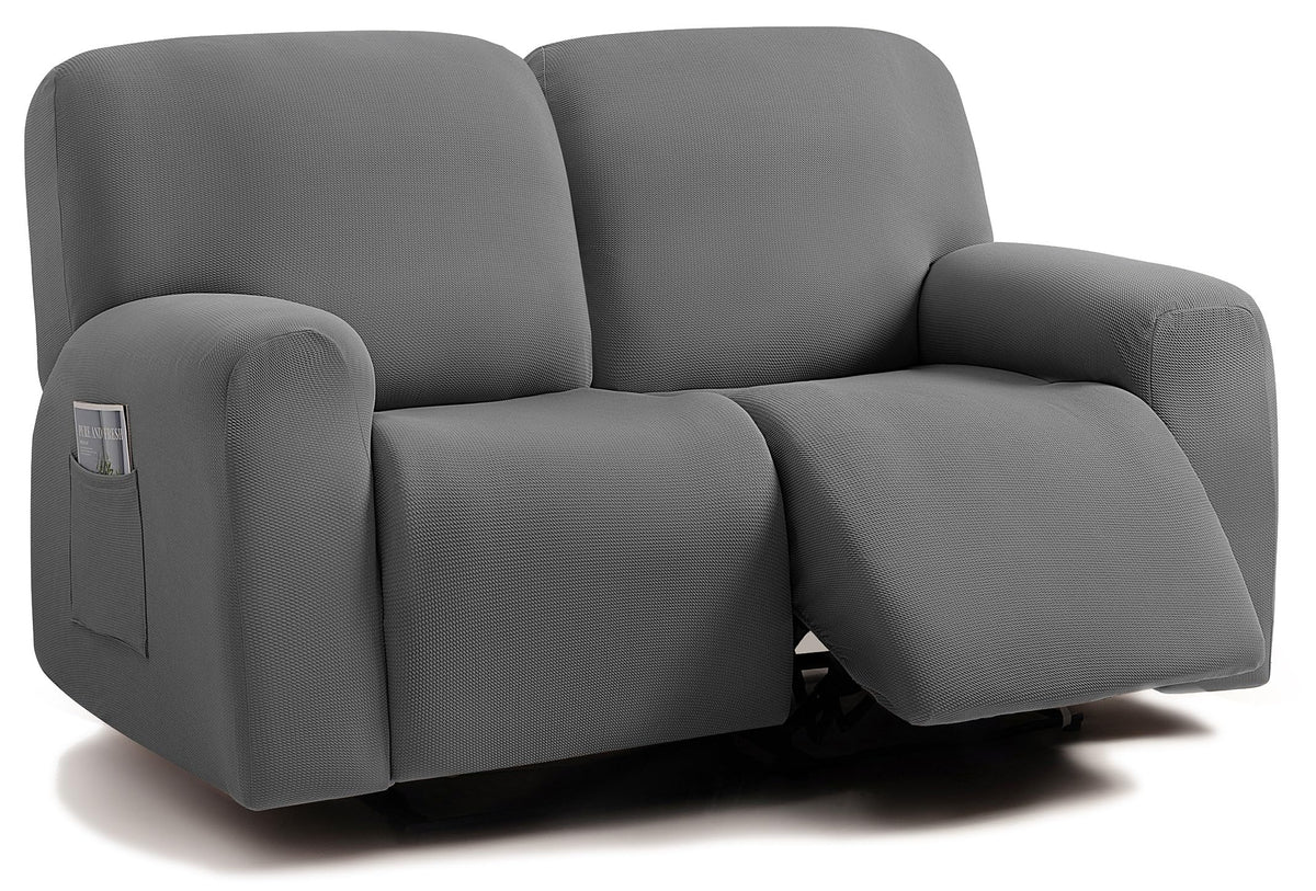 ULTICOR Jacquared Design, Reclining Loveseat Slipcover, 48" - 65" L, 2 Seat 6-Piece Recliner Cover, Washable (Retro Green)