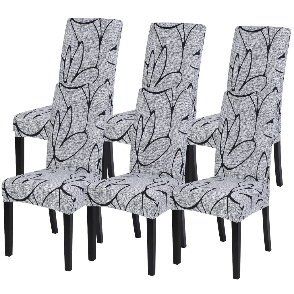 SearchI Dining Room Chair Covers Set of 6, Stretch Jacquard Parsons Chair Slipcovers Super Fit Removable Washable Kitchen Chair Protector Cover for Dining Room, Hotel, Ceremony (Beige Rhombus)