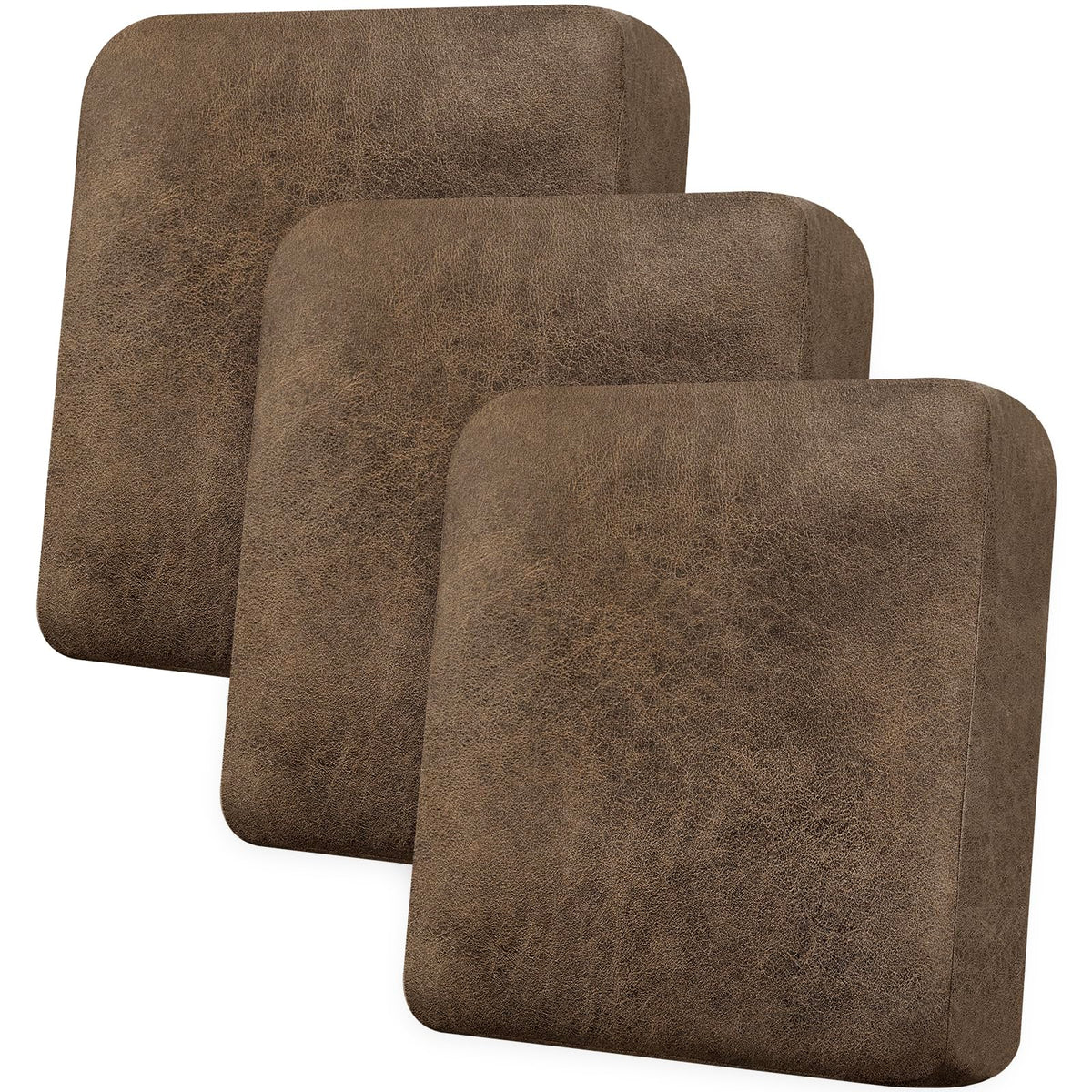 Loveseat Cushion Covers Leather-Look 2PC Stretch Love Seat Slipcover Sets for Living Room Individual Couch Seat Protector, Pet-Friendly, Non-Slip, Easy Fit - Coffee