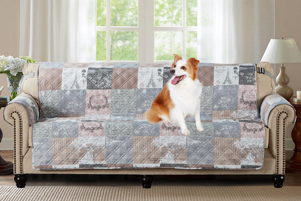 Brilliant Sunshine Blue Toile Couch Loveseat Slip Cover for Dogs