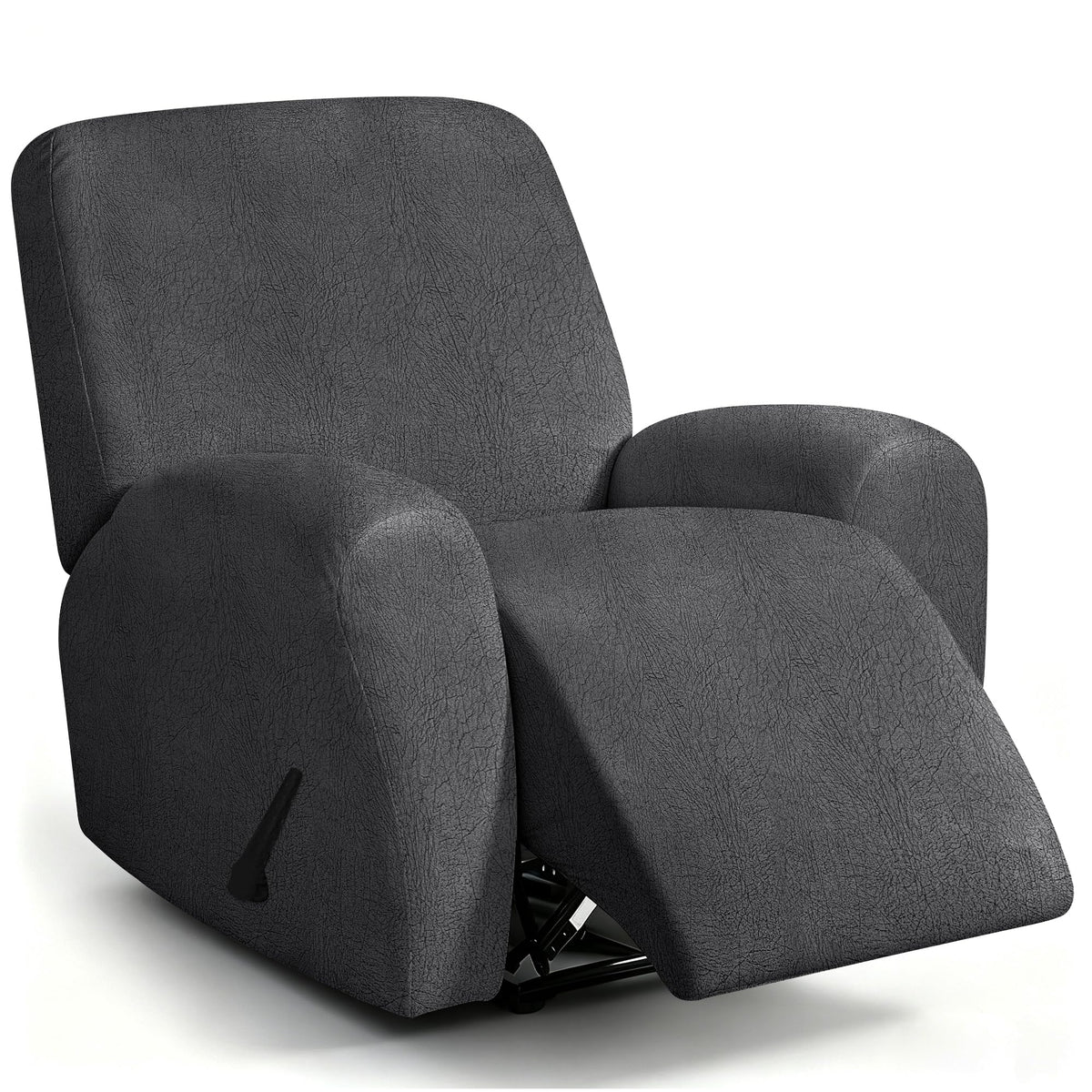 ANARACHON Leather Look Loveseat Recliner Cover, 6-Pieces Stretch Dual Recliner Sofa Covers, Soft Reclining Couch Slipcover, Washable Furniture Protector for Pets (2 Seater,256 Black)