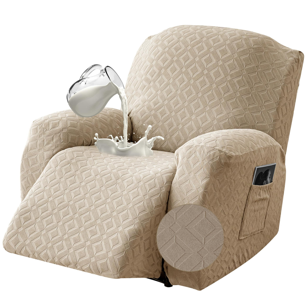 Genina Waterproof Recliner Loveseat Cover,2 Seat Couch Cover,Chocolate