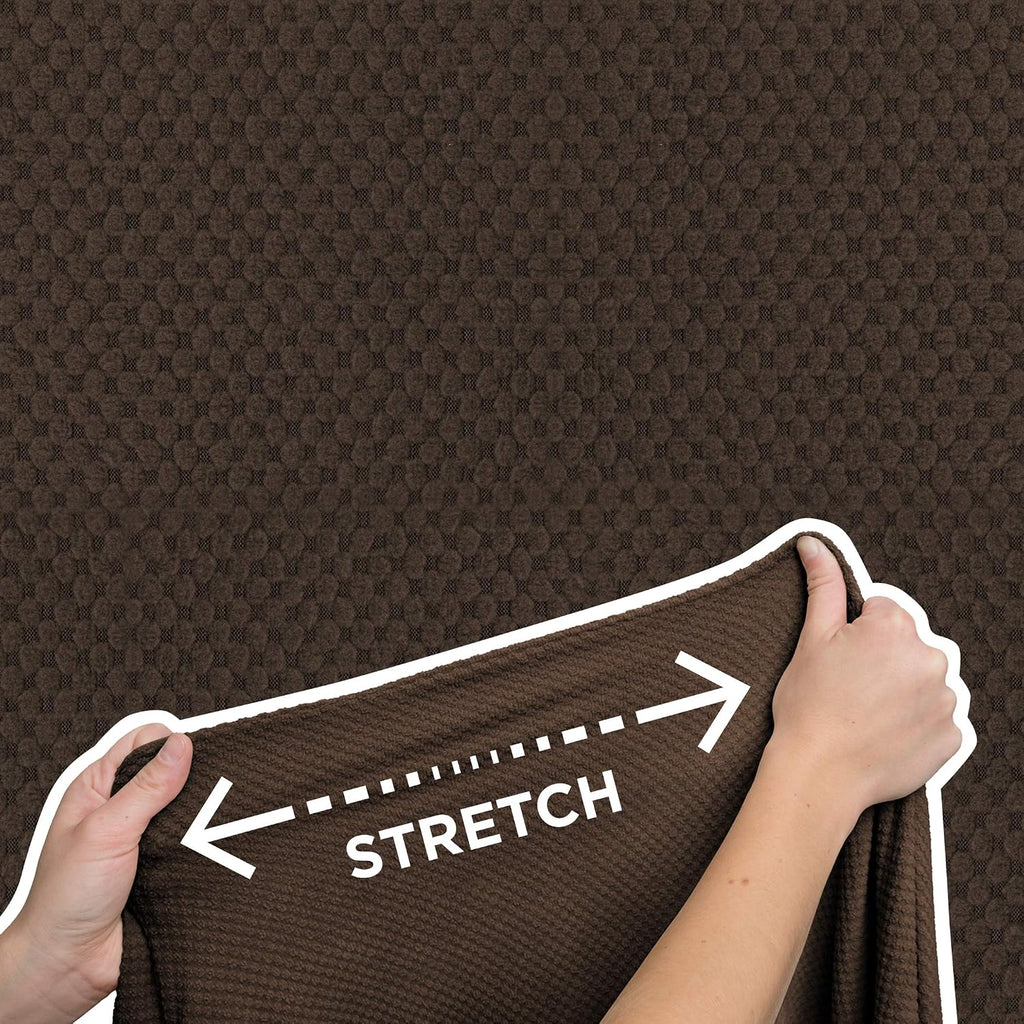 MAYTEX Pixel Ultra Soft Stretch 2 Piece Furniture Cover Loveseat Slipcover, Chocolate (4300512)