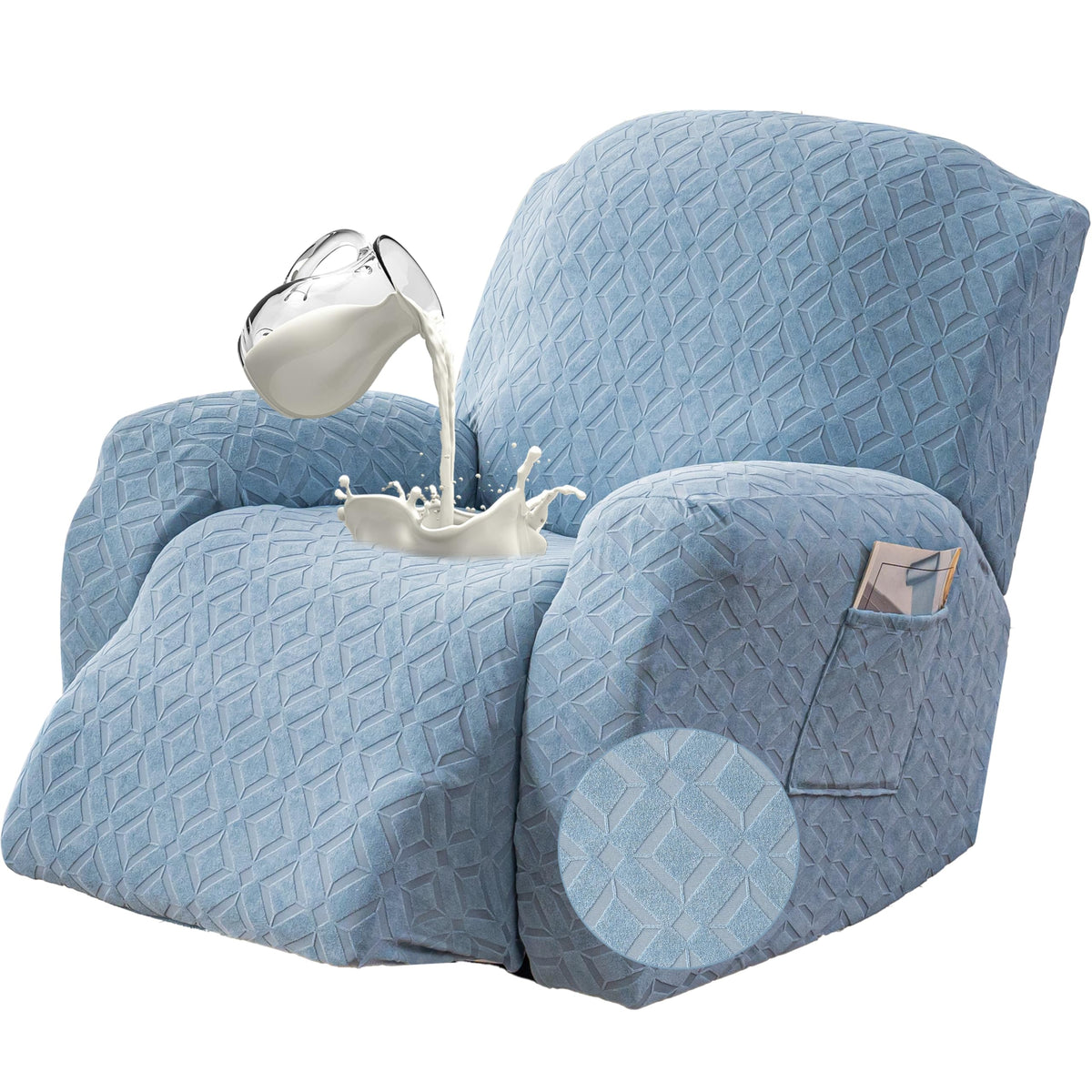 Genina Waterproof Recliner Loveseat Cover,2 Seat with Console,Dark Gray