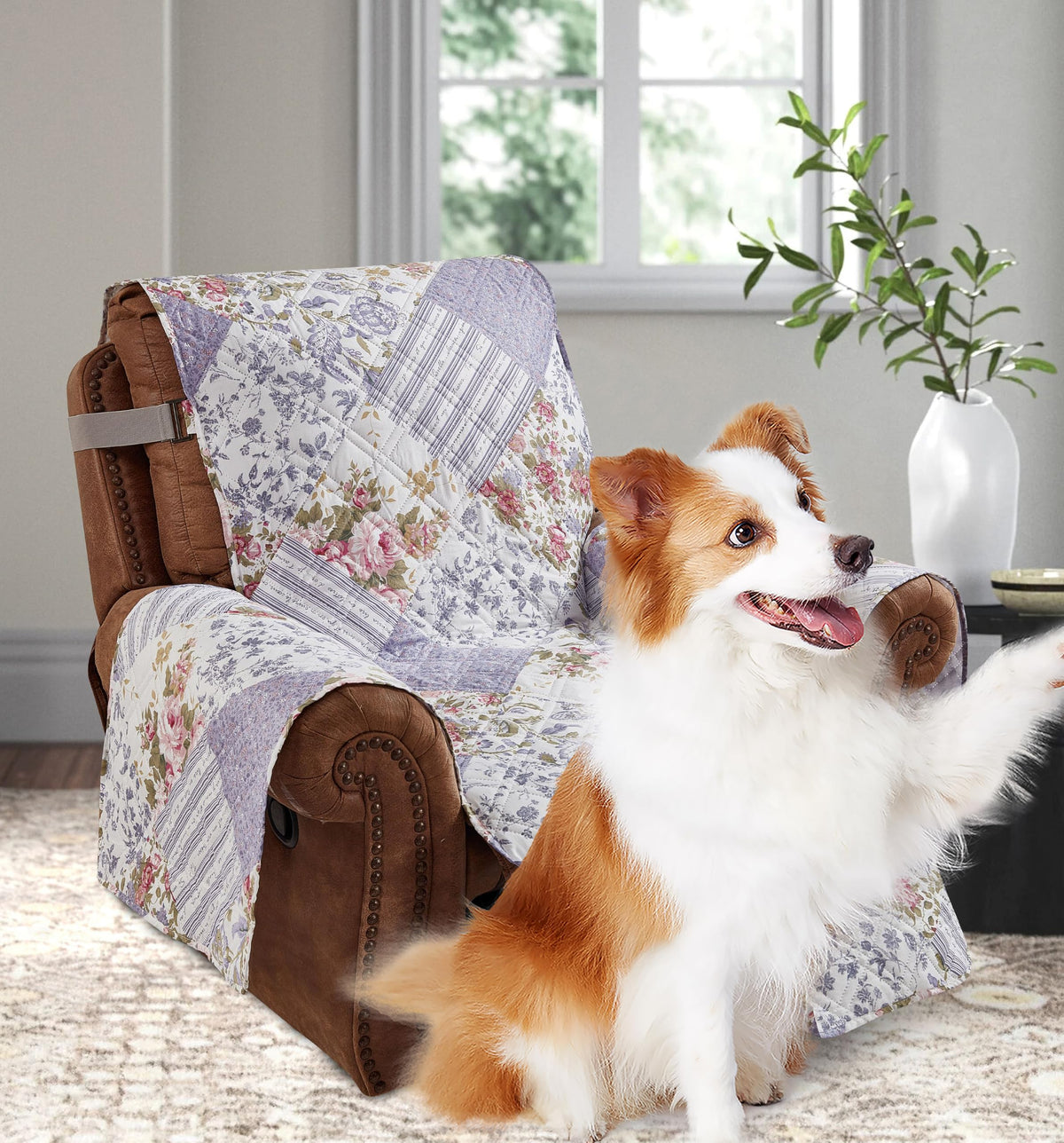 Brilliant Sunshine Multi Grey Stripes Couch Loveseat Slip Cover for Dogs