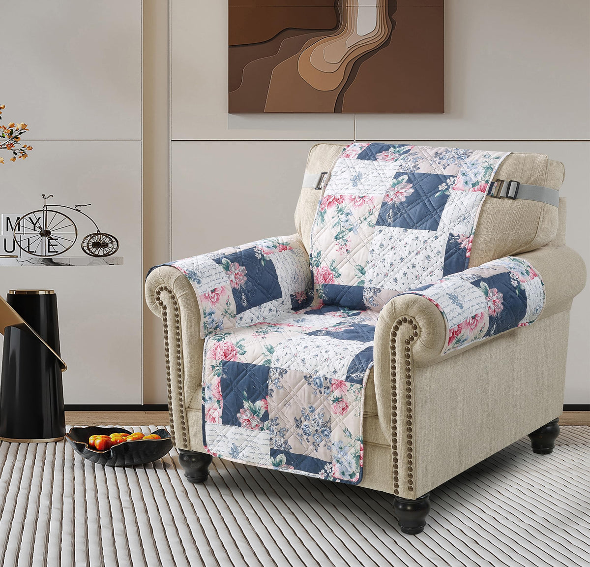 Brilliant Sunshine Multi Grey Stripes Couch Loveseat Slip Cover for Dogs