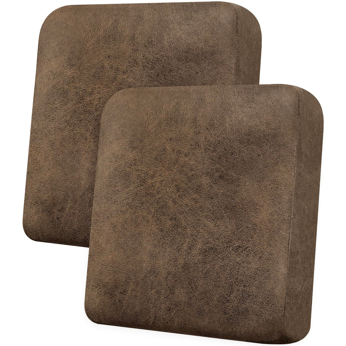 Loveseat Cushion Covers Leather-Look 2PC Stretch Love Seat Slipcover Sets for Living Room Individual Couch Seat Protector, Pet-Friendly, Non-Slip, Easy Fit - Coffee
