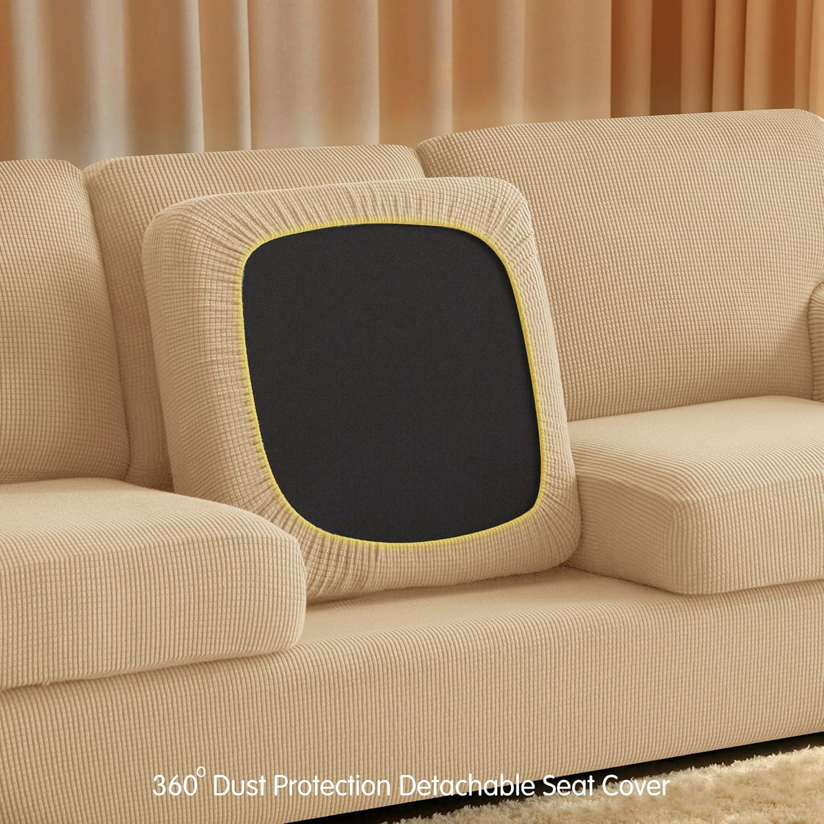 CHUN YI 5 Piece Stretch Couch Covers for Sofa, Loveseat, Khaki