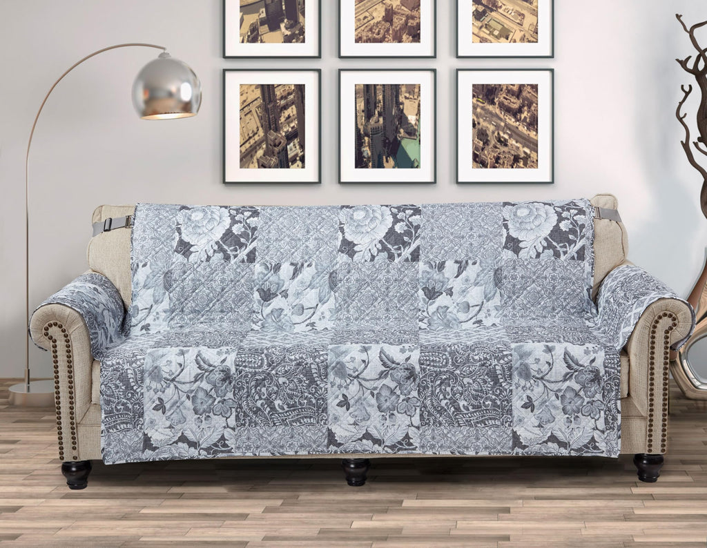 Brilliant Sunshine Blue Toile Couch Loveseat Slip Cover for Dogs