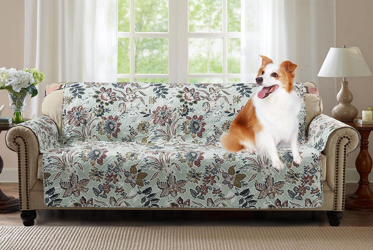 Brilliant Sunshine Multi Grey Stripes Couch Loveseat Slip Cover for Dogs