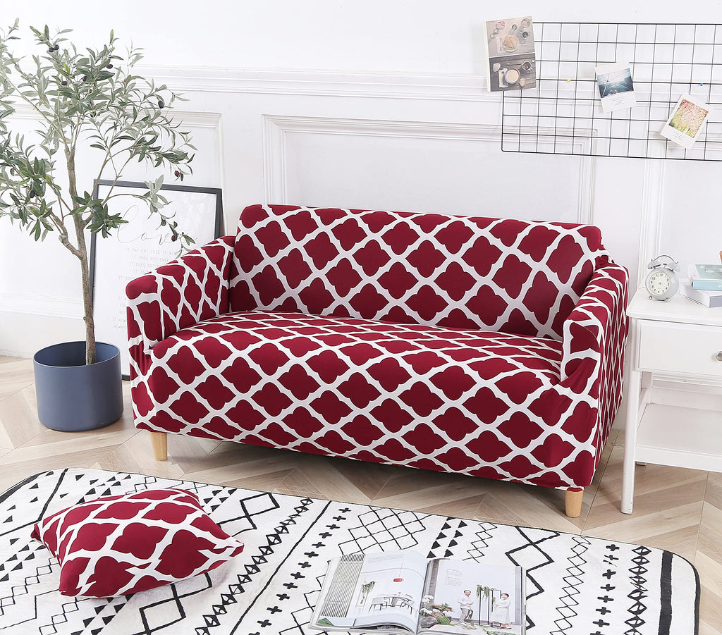HOOBUY Printed Sofa Cover Stretch Couch Covers Patterned Loveseat Slipcovers for 2 Seater Cushion Couch Love Seat Set (BXMY, 2 Seater/Loveseat)
