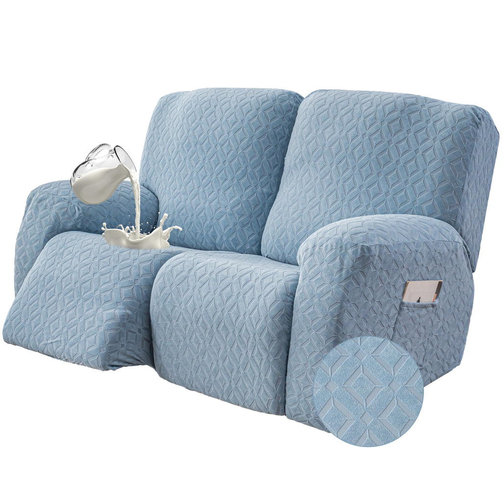 Genina Waterproof Recliner Loveseat Cover,2 Seat with Console,Dark Gray