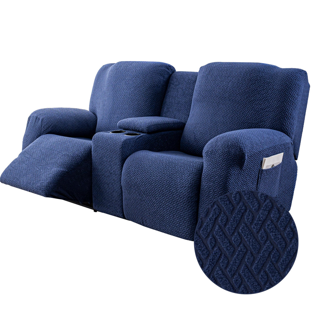 Genina Recliner Loveseat Covers with Console,2 Seater,Beige