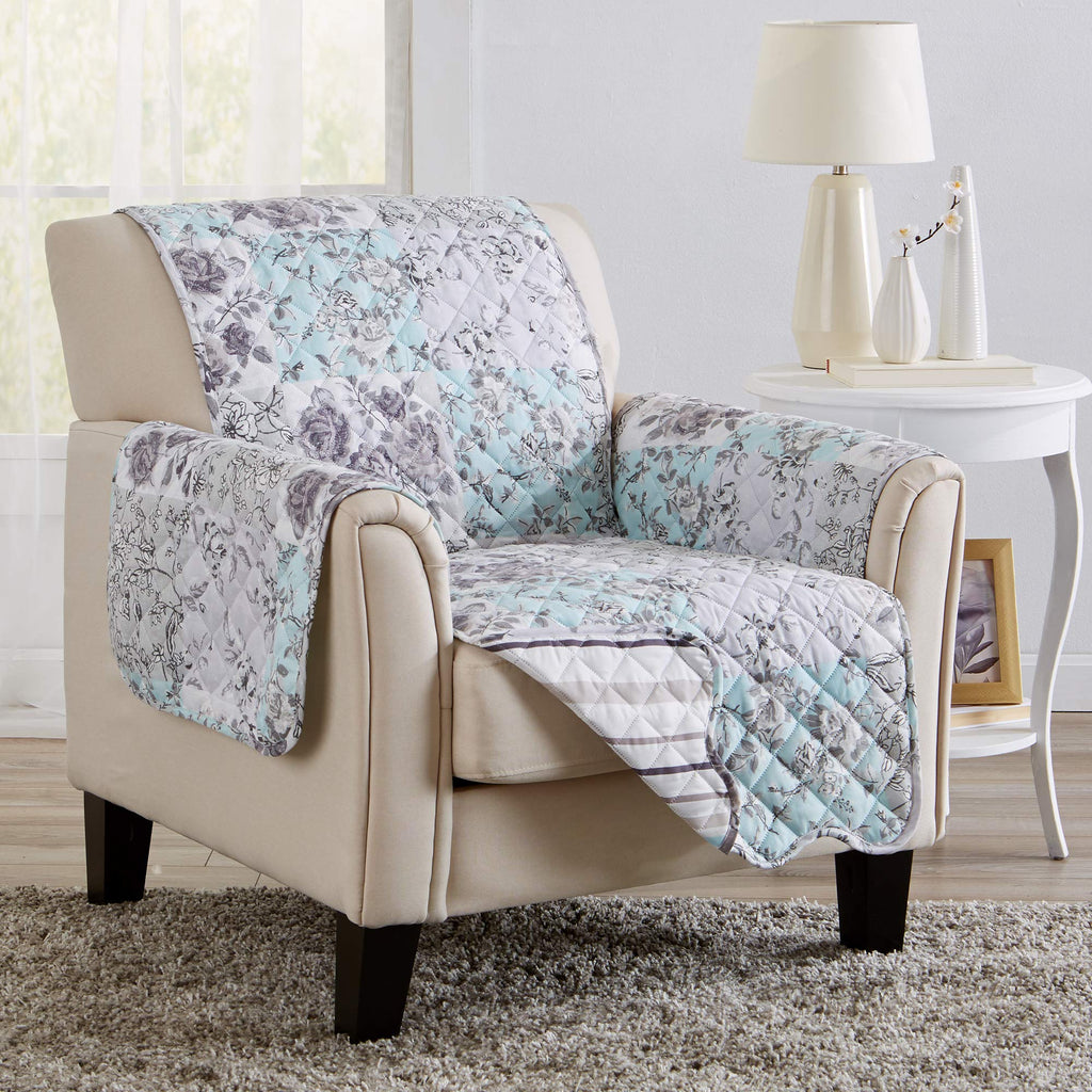 Great Bay Home Reversible Patchwork Sofa Cover - Washable Slipcover Furniture Protector with Elastic Straps - Perfect for Kids & Pets - Box-Stitched Detail (Taupe)