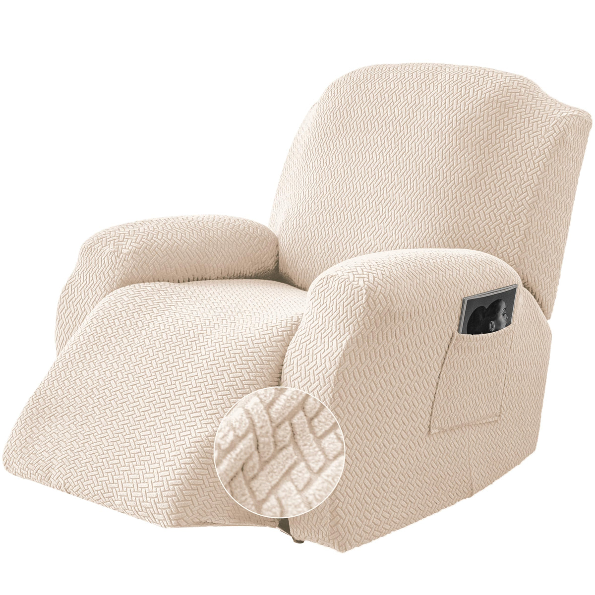 Genina Recliner Loveseat Covers with Console,2 Seater,Beige