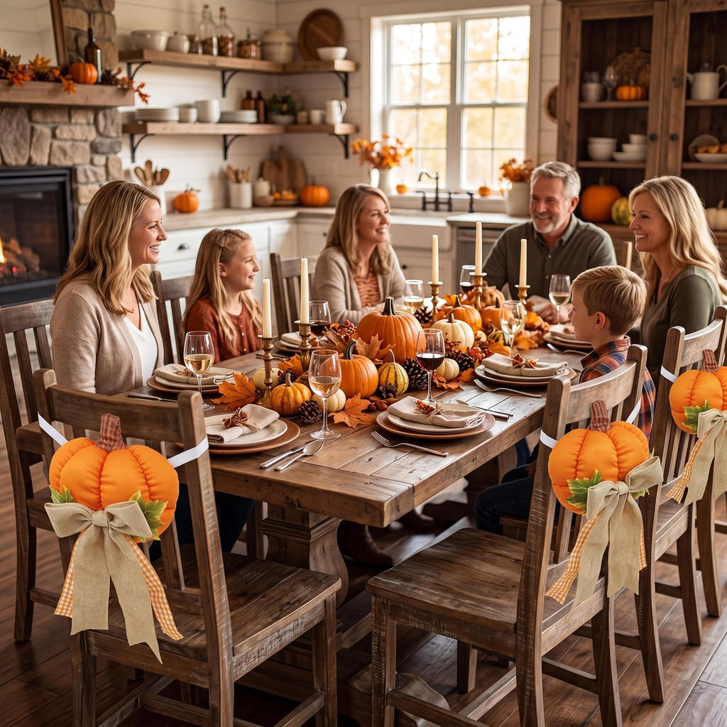 Honeydak 3D Fall Chair Covers Set of 4 Pumpkin Chair Back Covers