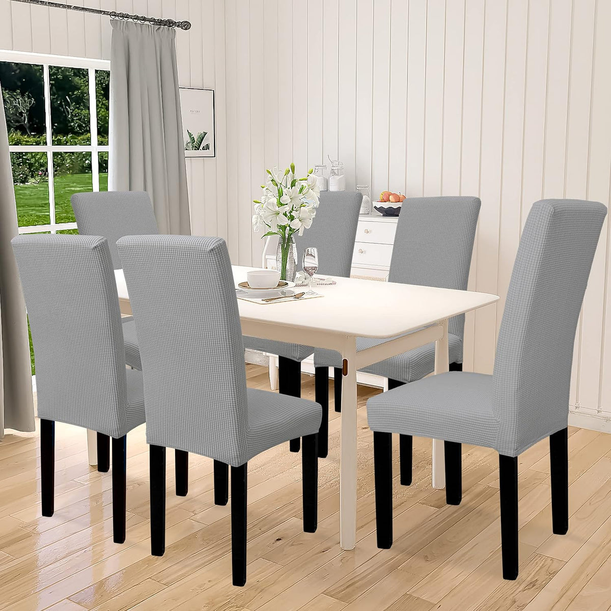 Easy-Going 100% Waterproof Dining Room Chair Covers Set of 6, Large