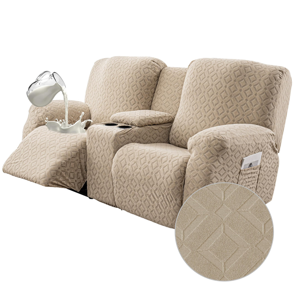 Genina Waterproof Recliner Loveseat Cover,2 Seat with Console,Dark Gray
