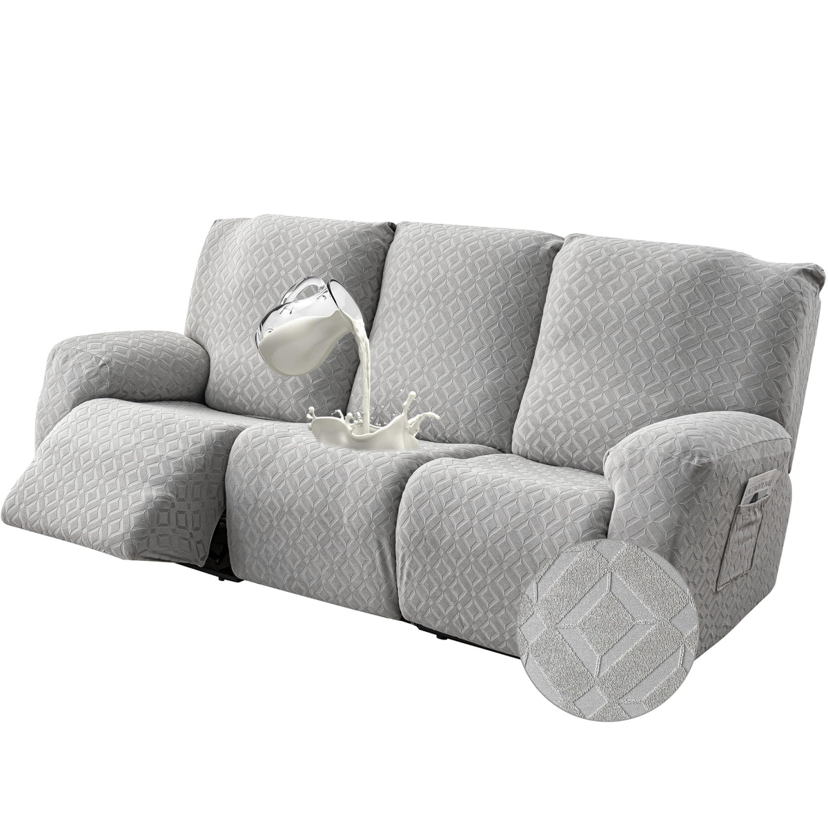 Genina Waterproof Recliner Loveseat Cover,2 Seat with Console,Dark Gray