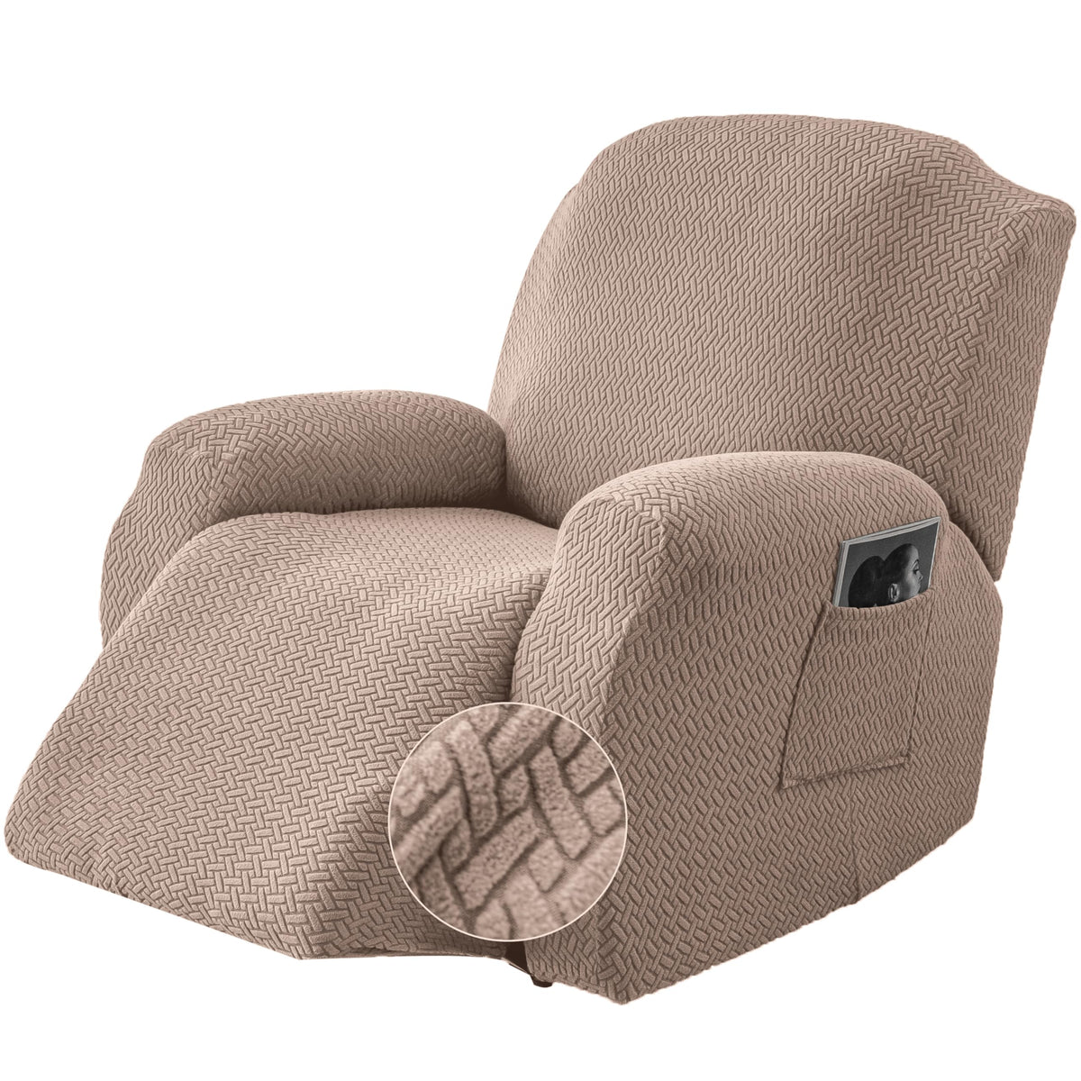 Genina Recliner Loveseat Covers with Console,2 Seater,Beige