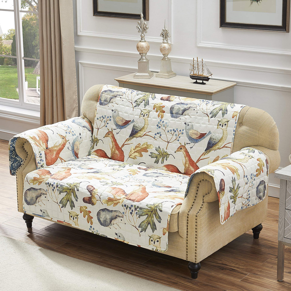 Greenland Home Willow Reversible Slipcover - Furniture Protector - Loveseat - Natural