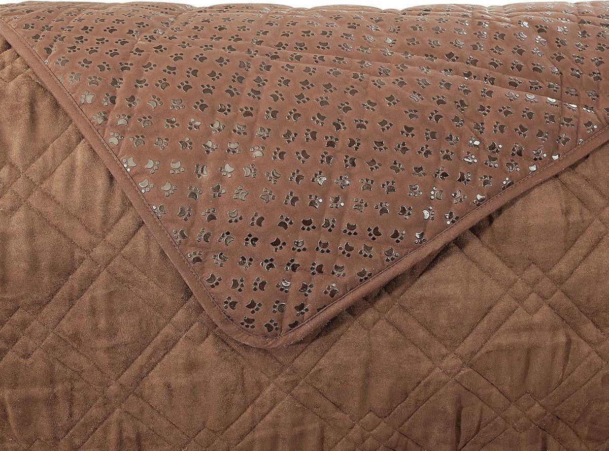 SureFit SF45035 Deluxe Non Skid Waterproof Pet Loveseat Furniture Cover - Brown